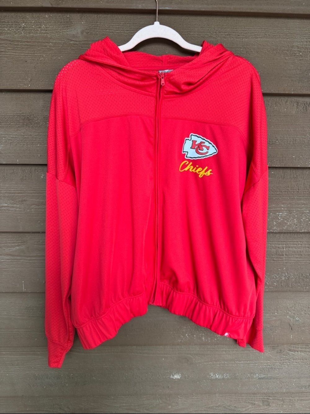 Fanatics Red Kansas City Chiefs Lightweight Zip Hoodie size XL